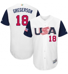 Men's USA Baseball Majestic #18 Luke Gregerson White 2017 World Baseball Classic Authentic Team Jersey