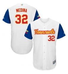 Men's Venezuela Baseball Majestic #32 Jhondaniel Medina White 2017 World Baseball Classic Authentic Team Jersey