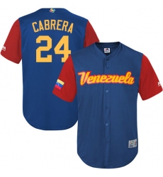 Men's Venezuela Baseball Majestic #24 Miguel Cabrera Royal Blue 2017 World Baseball Classic Replica Team Jersey