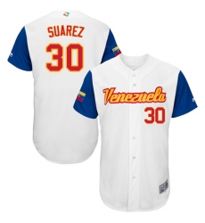 Men's Venezuela Baseball Majestic #30 Robert Suarez White 2017 World Baseball Classic Authentic Team Jersey