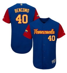 Men's Venezuela Baseball Majestic #40 Omar Bencomo Royal Blue 2017 World Baseball Classic Authentic Team Jersey