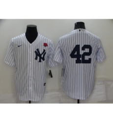 Men's New York Yankees #42 Mariano Rivera White No Name Stitched Rose Nike Cool Base Throwback Jersey
