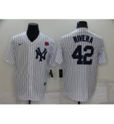 Men's New York Yankees #42 Mariano Rivera White Stitched Rose Nike Cool Base Throwback Jersey