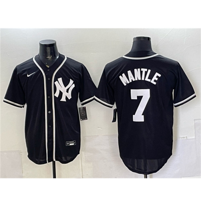 Men's New York Yankees #7 Mickey Mantle 2026 Fashion Replica Black Out Stitched Baseball Jersey