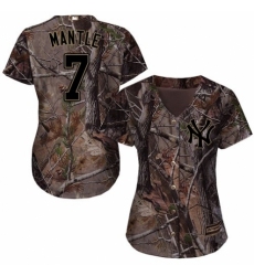Women's Majestic New York Yankees #7 Mickey Mantle Authentic Camo Realtree Collection Flex Base MLB Jersey