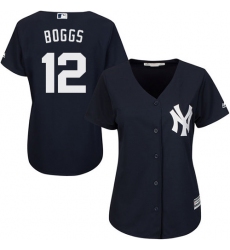 Women's Majestic New York Yankees #12 Wade Boggs Replica Navy Blue Alternate MLB Jersey