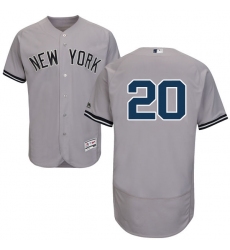 Men's Majestic New York Yankees #20 Jorge Posada Grey Road Flex Base Authentic Collection MLB Jersey