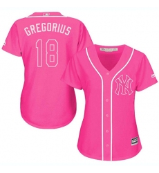 Women's Majestic New York Yankees #18 Didi Gregorius Authentic Pink Fashion Cool Base MLB Jersey