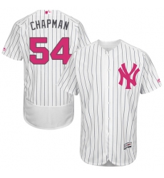 Men's Majestic New York Yankees #54 Aroldis Chapman Authentic White 2016 Mother's Day Fashion Flex Base MLB Jersey