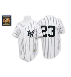 Men's Mitchell and Ness New York Yankees #23 Don Mattingly Replica White Throwback MLB Jersey