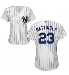 Women's Majestic New York Yankees #23 Don Mattingly Authentic White Home MLB Jersey