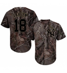 Men's Majestic New York Yankees #18 Don Larsen Authentic Camo Realtree Collection Flex Base MLB Jersey