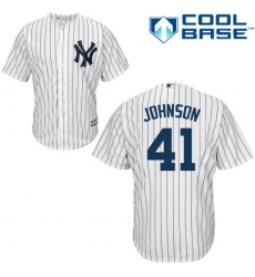 Men's Majestic New York Yankees #41 Randy Johnson Replica White Home MLB Jersey