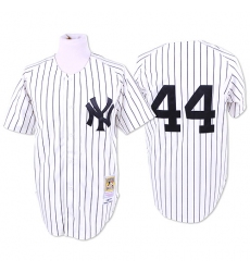 Men's Mitchell and Ness New York Yankees #44 Reggie Jackson Replica White Throwback MLB Jersey