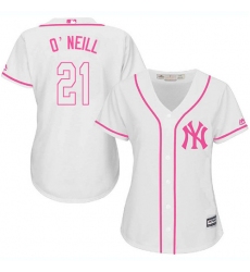 Women's Majestic New York Yankees #21 Paul O'Neill Authentic White Fashion Cool Base MLB Jersey