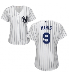 Women's Majestic New York Yankees #9 Roger Maris Authentic White Home MLB Jersey