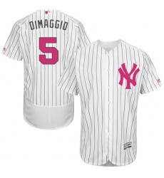 Men's Majestic New York Yankees #5 Joe DiMaggio Authentic White 2016 Mother's Day Fashion Flex Base MLB Jersey