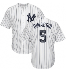 Men's Majestic New York Yankees #5 Joe DiMaggio Authentic White Team Logo Fashion MLB Jersey