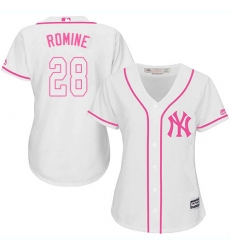 Women's Majestic New York Yankees #28 Austin Romine Authentic White Fashion Cool Base MLB Jersey