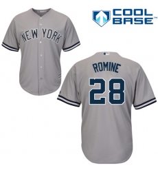 Youth Majestic New York Yankees #28 Austin Romine Replica Grey Road MLB Jersey