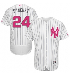 Men's Majestic New York Yankees #24 Gary Sanchez Authentic White 2016 Mother's Day Fashion Flex Base MLB Jersey