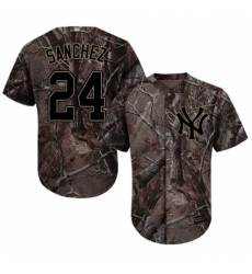 Youth Majestic New York Yankees #24 Gary Sanchez Authentic Camo Realtree Collection Flex Base MLB Jersey