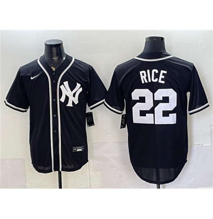 Men's New York Yankees #22 Ben Rice 2026 Fashion Replica Black Out Stitched Baseball Jersey