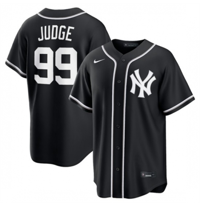 Men's New York Yankees #99 Aaron Judge Black Out Stitched Baseball Jersey