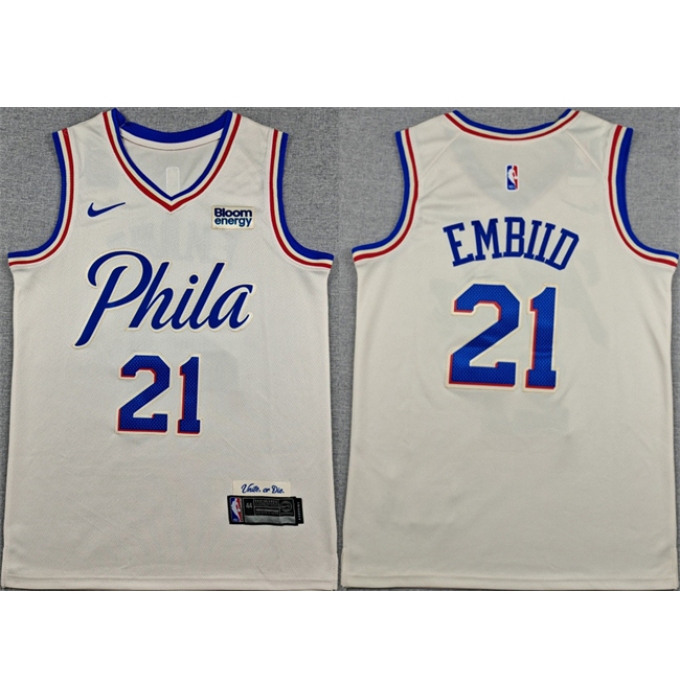 Men's Philadelphia 76ers #21 Joel Embiid Cream City Edition Swingman Stitched Jersey