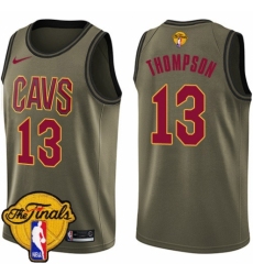 Men's Nike Cleveland Cavaliers #13 Tristan Thompson Swingman Green Salute to Service 2018 NBA Finals Bound NBA Jersey