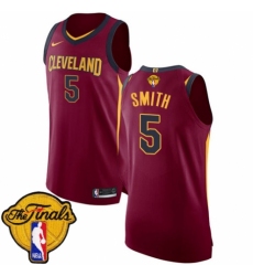 Men's Nike Cleveland Cavaliers #5 J.R. Smith Authentic Maroon 2018 NBA Finals Bound NBA Jersey - Icon Edition