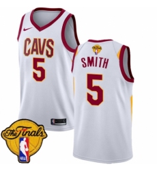 Women's Nike Cleveland Cavaliers #5 J.R. Smith Authentic White 2018 NBA Finals Bound NBA Jersey - Association Edition