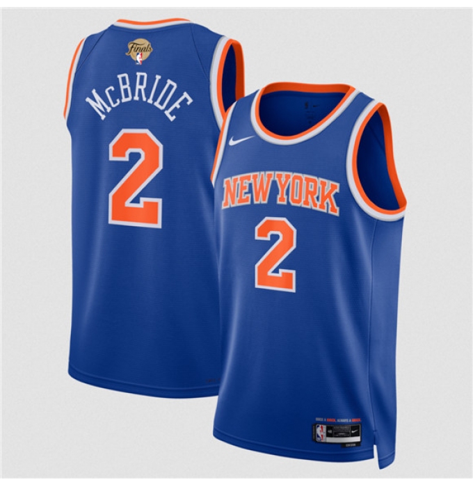 Men's New Yok Knicks #2 Miles McBride Blue 2026 Finals Icon Edition Stitched Basketball Jersey