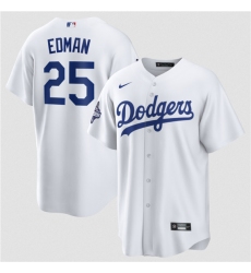 Men's Los Angeles Dodgers #25 Tommy Edman White 2025 World Series Champions Stitched Baseball Jersey