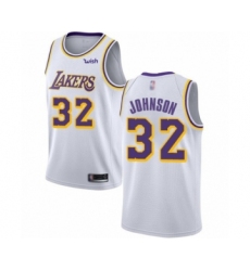 Men's Los Angeles Lakers #32 Magic Johnson Authentic White Basketball Jersey - Association Edition