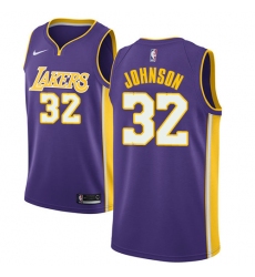 Men's Nike Los Angeles Lakers #32 Magic Johnson Swingman Purple NBA Jersey - Statement Edition