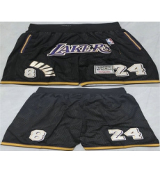 Men's Los Angeles Lakers #24 Kobe Bryant Black Just Don Shorts