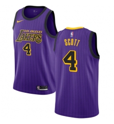 Youth Nike Los Angeles Lakers #4 Byron Scott Swingman Purple NBA Jersey - City Edition