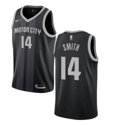 Men's Nike Detroit Pistons #14 Ish Smith Swingman Black NBA Jersey - City Edition