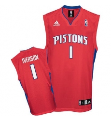 Men's Adidas Detroit Pistons #1 Allen Iverson Swingman Red NBA Jersey