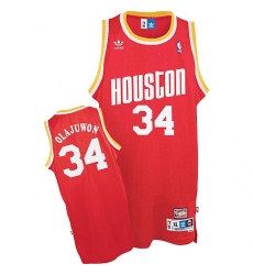 Men's Mitchell and Ness Houston Rockets #34 Hakeem Olajuwon Swingman Red Throwback NBA Jersey