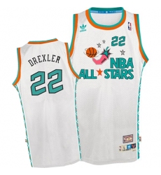 Men's Mitchell and Ness Houston Rockets #22 Clyde Drexler Authentic White 1996 All Star Throwback NBA Jersey