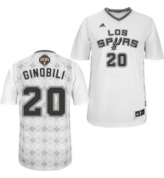 Men's Adidas San Antonio Spurs #20 Manu Ginobili Authentic White New Latin Nights NBA Jersey