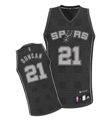 Men's Adidas San Antonio Spurs #21 Tim Duncan Authentic Black Rhythm Fashion NBA Jersey