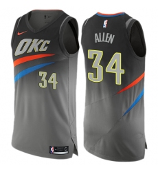 Men's Nike Oklahoma City Thunder #34 Ray Allen Authentic Gray NBA Jersey - City Edition