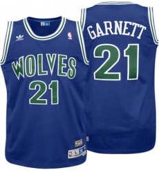Men's Adidas Minnesota Timberwolves #21 Kevin Garnett Swingman Blue Throwback NBA Jersey