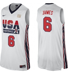Men's Nike Team USA #6 LeBron James Authentic White 2012 Olympic Retro Basketball Jersey