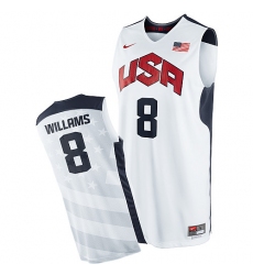 Men's Nike Team USA #8 Deron Williams Authentic White 2012 Olympics Basketball Jersey