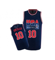 Men's Nike Team USA #10 Clyde Drexler Authentic Navy Blue 2012 Olympic Retro Basketball Jersey