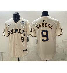 Men's Milwaukee Brewers #9 Bob Uecker Cream 2026 World Series Limited Stitched Baseball Jersey